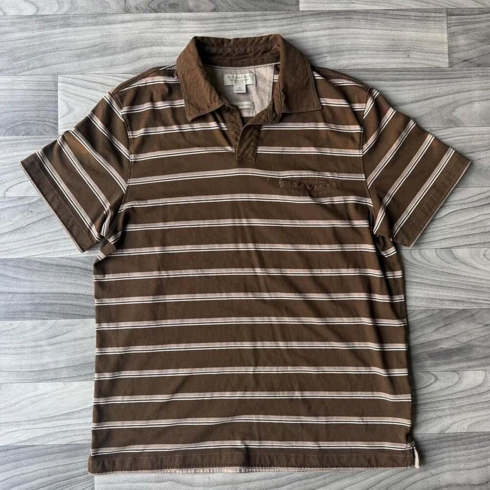 Banana Republic Fitted Pima Polo Size M Brown Striped